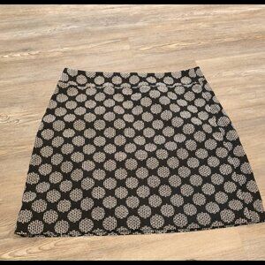 Loft Womens Size 8P Jacquard Black With Embroidery Dots Aline Mini Skirt